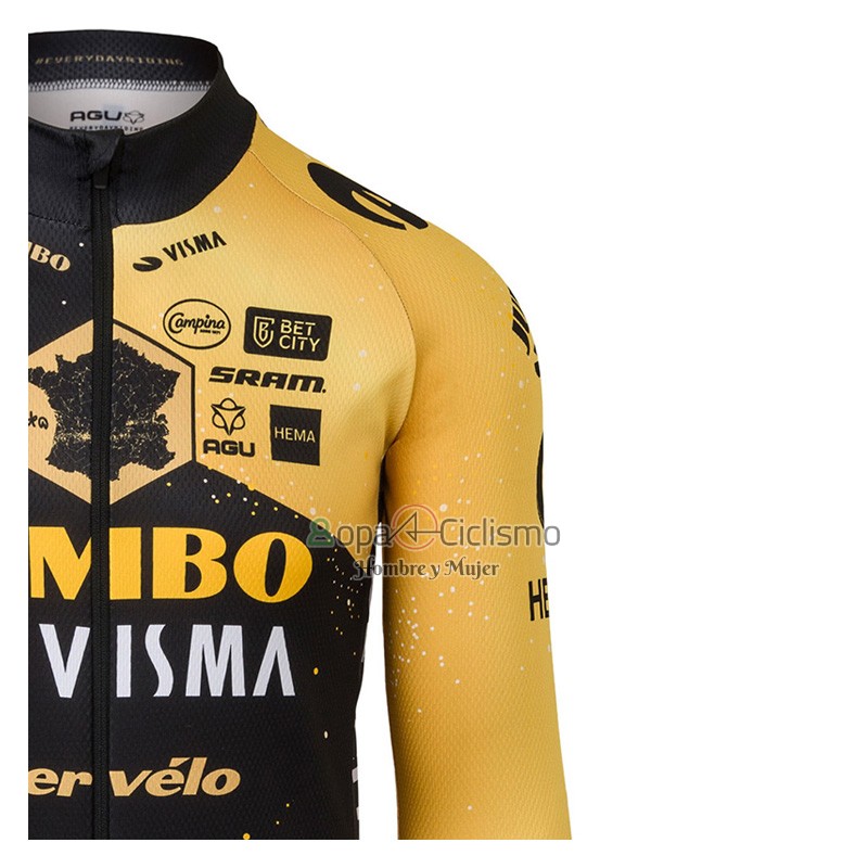 Jumbo Visma Ropa Ciclismo Culotte Largo 2023 Mangas Largas Profundo Negro